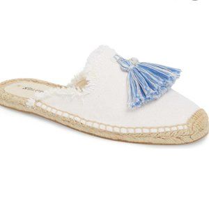 SOLUDOS/ white frayed tassel espadrille mule 8